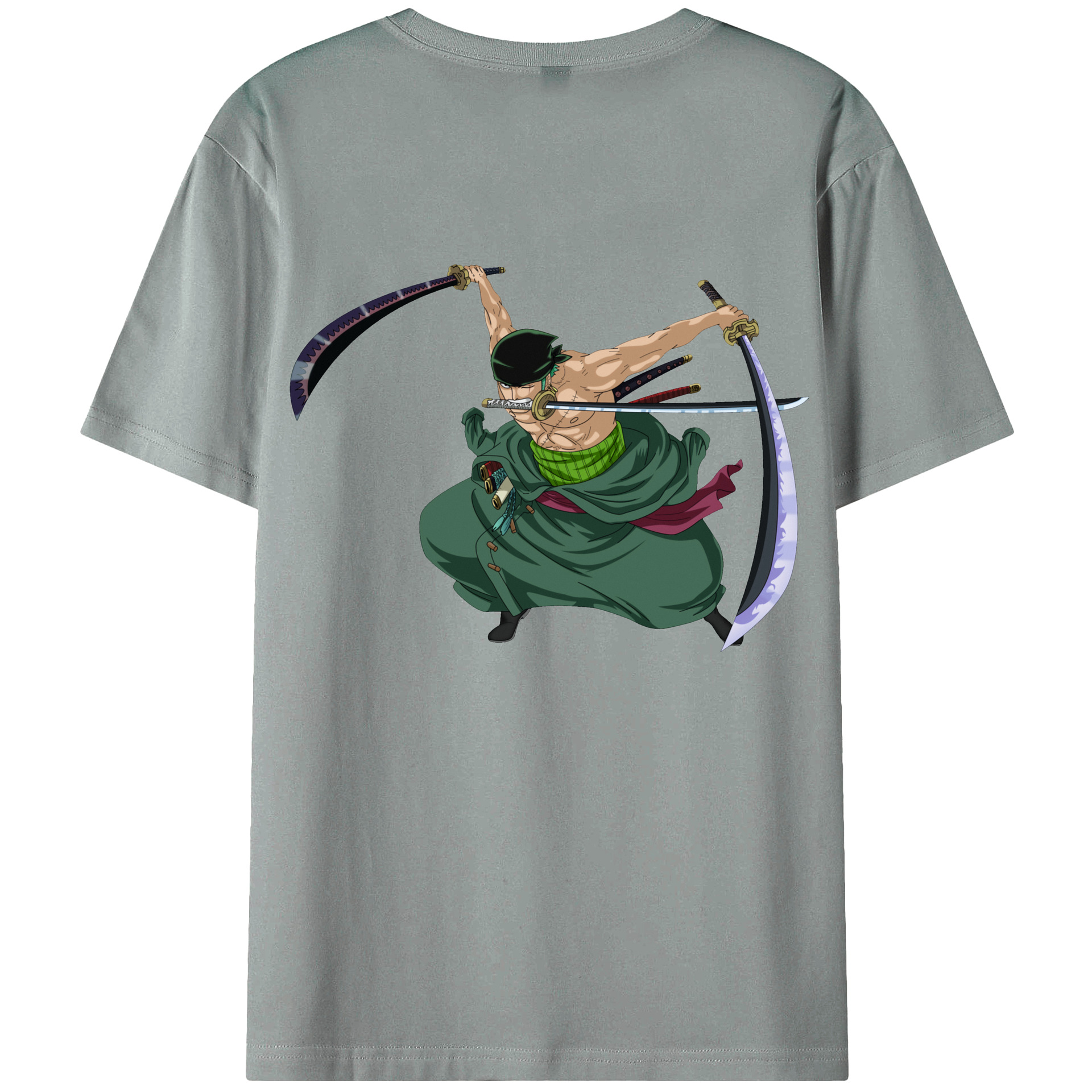 ワンピース ロロノア・ゾロ ONE PIECE Roronoa Zoro 綿100％ メンズ半袖Tシャツ（バックプリント） 通気性